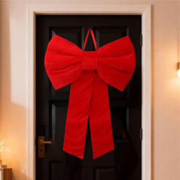 Large Velvet Christmas Bow 80X120Cm Red Decorative Bow For Tree Topper Front Door Wreath And Stair Display Reusable - thumbnail 5