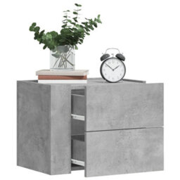 Berkfield Wall-Mounted Bedside Cabinet Concrete Grey 45X30X35 Cm - thumbnail 1