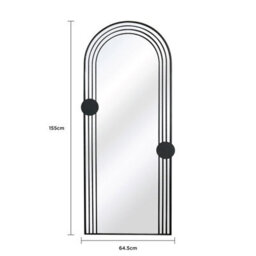 Charles Bentley Warsaw Arch Mirror Black Weather Resistant Wall Mount - thumbnail 8