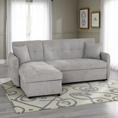 Seconique Chelsea Corner Sofa Bed - Silver Fabric - image 1