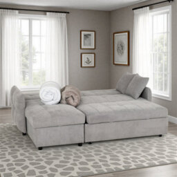 Seconique Chelsea Corner Sofa Bed - Silver Fabric - thumbnail 2