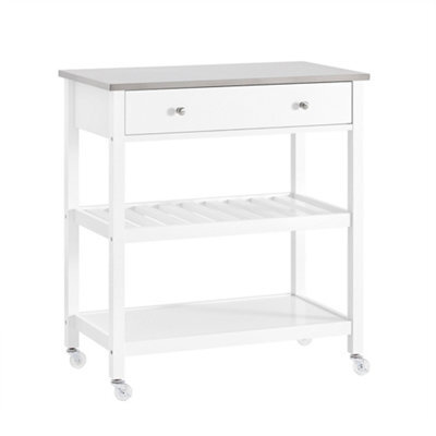 Sobuy Fkw47-Ii-W, Kitchen Trolley Cart Storage Kitchen Island On Wheels Rolling Island With Stainless Steel Worktop,w81Xd45Xh90 - image 1
