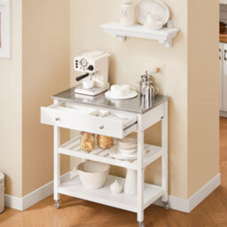 Sobuy Fkw47-Ii-W, Kitchen Trolley Cart Storage Kitchen Island On Wheels Rolling Island With Stainless Steel Worktop,w81Xd45Xh90 - thumbnail 6