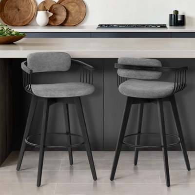 Atlantic Electra 1 Bar Stool Grey Fabric Black Wooden Legs - image 1