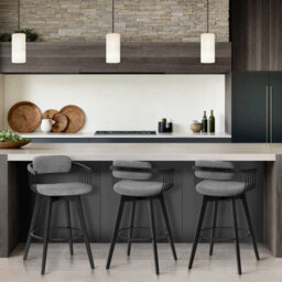 Atlantic Electra 1 Bar Stool Grey Fabric Black Wooden Legs - thumbnail 2