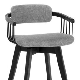 Atlantic Electra 1 Bar Stool Grey Fabric Black Wooden Legs - thumbnail 6