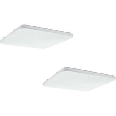 2 Pack Modern White Led Ceiling Flush Lights With Plastic Shades - image 1