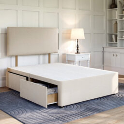 Divan Base Direct Naples Cream Platform Top Divan Bed No Storage Base 4Ft Small Double + Livorno Strutted Headboard - thumbnail 2