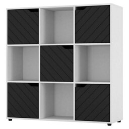 Urbn-Living Urbnliving 91Cm Height White Wooden 9 Cube Bookcase With Black Line Door Shelf Storage Shelving Display