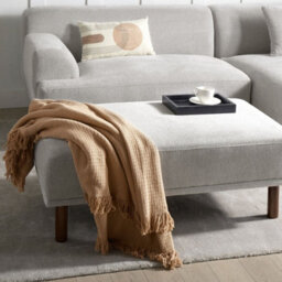 Wyld And Coco Fabric Light Grey Water-Repellent Ottoman Footstool Rectangular On Eucalyptus Legs 112 X 67 X 44 Cm - thumbnail 2
