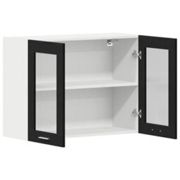Berkfield Black Oak Hanging Glass Cabinet 80X31X60 Cm Made From Engineered Wood - thumbnail 5