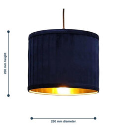 First Choice Lighting Sundance - Navy Blue Velvet Pleated 25Cm Lamp Shade Gold Inner - thumbnail 8