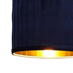 First Choice Lighting Sundance - Navy Blue Velvet Pleated 25Cm Lamp Shade Gold Inner - thumbnail 2