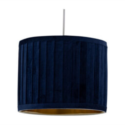 First Choice Lighting Sundance - Navy Blue Velvet Pleated 25Cm Lamp Shade Gold Inner - thumbnail 6