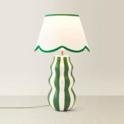 Valuelights Everie Green Stripe Table Lamp With Scallop Shade And Bulb - thumbnail 6