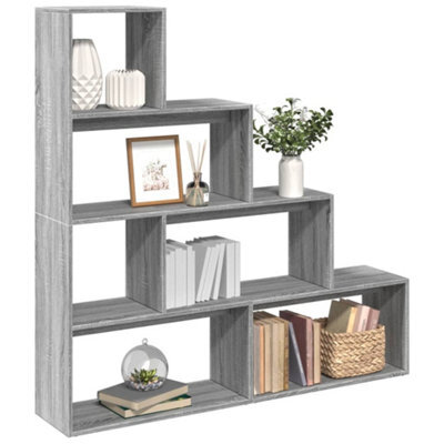 Berkfield Room Divider Bookcase 4-Tier Grey Sonoma 143.5X29X143.5 Cm Engineered Wood - image 1