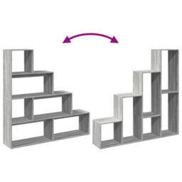 Berkfield Room Divider Bookcase 4-Tier Grey Sonoma 143.5X29X143.5 Cm Engineered Wood - thumbnail 8