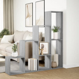 Berkfield Room Divider Bookcase 4-Tier Grey Sonoma 143.5X29X143.5 Cm Engineered Wood - thumbnail 4