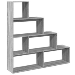 Berkfield Room Divider Bookcase 4-Tier Grey Sonoma 143.5X29X143.5 Cm Engineered Wood - thumbnail 2