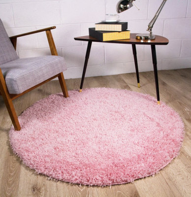 Loomed Soft Value Baby Pink Shaggy Area Rug 135X135Cm - image 1