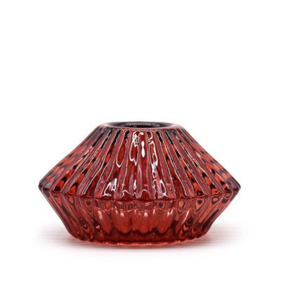 Serenityy Flower Flip Dinner Candle And Tealight Holder - Vampire Red, Glass, Brushed Gloss. - image 1