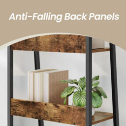 LEDREM 5 Tier Bookcase, Ladder Shelf Slim Shelf, Open Standing Shelf For Study Living Room Bedroom Kitchen, Rustic Brown And Black - thumbnail 6