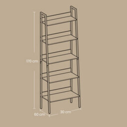 LEDREM 5 Tier Bookcase, Ladder Shelf Slim Shelf, Open Standing Shelf For Study Living Room Bedroom Kitchen, Rustic Brown And Black - thumbnail 8