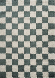 Chester Living Room Shaggy Area Rug Modern - Contemporary Checkered Design - Hallway Runner Indoor Rug Jade Green 160X230 Cm - thumbnail 2