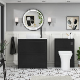 Royal Bathrooms Royal Bathroom Elmore 800mm Matt Nocturne Black Freestanding Countertop Bathroom Vanity Unit 2 Drawer With Milan Basin - thumbnail 5