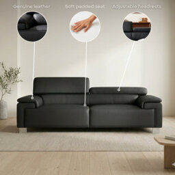 Genuine Leather White 2 Seater Sofa - thumbnail 7