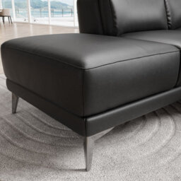 Valencia Pista Modern Top Grain Leather Reclining Sectional Left Hand Facing Chaise Sofa Black Stainless Steel Legs - thumbnail 6