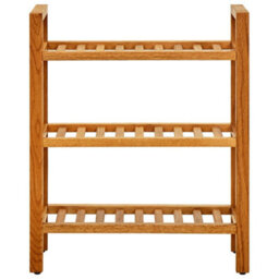 Vidaxl Shoe Rack With 3 Shelves 50X27X60 Cm Solid Oak Wood - thumbnail 2