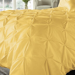 Smart Living Pintuck Duvet Cover With Pillowcases Polycotton Quilt Bedding Covers Pinch Pleated Comforter Cover Set - Ochre - thumbnail 3