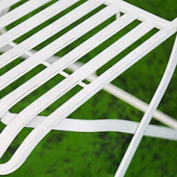 Glamhaus Garden Bistro Set 3 Piece Outdoor Metal Foldable Patio Balcony Furniture Shabby Chic - Caserta Antique White - thumbnail 2