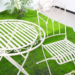 Glamhaus Garden Bistro Set 3 Piece Outdoor Metal Foldable Patio Balcony Furniture Shabby Chic - Caserta Antique White - thumbnail 7