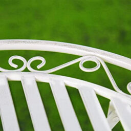 Glamhaus Garden Bistro Set 3 Piece Outdoor Metal Foldable Patio Balcony Furniture Shabby Chic - Caserta Antique White - thumbnail 5