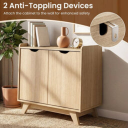 2 Door Storage Cabinet Modern Wooden Buffet Sideboard With Adjustable - thumbnail 5