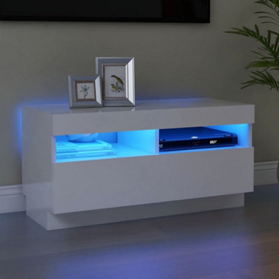 Vidaxl Tv Cabinet With Led Lights High Gloss White 80X35X40 Cm - image 1