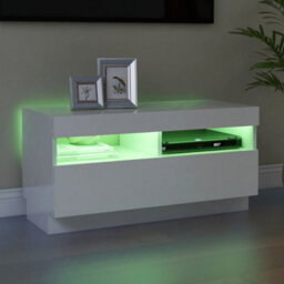 Vidaxl Tv Cabinet With Led Lights High Gloss White 80X35X40 Cm - thumbnail 4