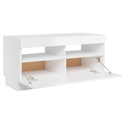 Vidaxl Tv Cabinet With Led Lights High Gloss White 80X35X40 Cm - thumbnail 8