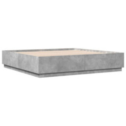 Berkfield Bed Frame With Led Without Mattress Concrete Grey 200X200 Cm - thumbnail 3