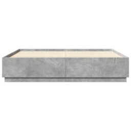 Berkfield Bed Frame With Led Without Mattress Concrete Grey 200X200 Cm - thumbnail 6