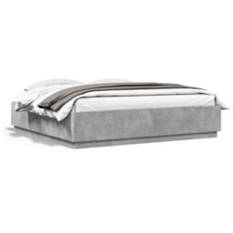 Berkfield Bed Frame With Led Without Mattress Concrete Grey 200X200 Cm - thumbnail 5