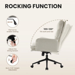 Beige Arm Chair Ergonomic High Back Swivel - thumbnail 3