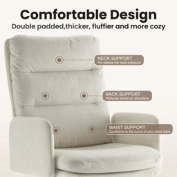 Beige Arm Chair Ergonomic High Back Swivel - thumbnail 4