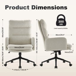 Beige Arm Chair Ergonomic High Back Swivel - thumbnail 2