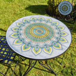 Round Metal Bistro Set Garden Patio Table & 2 Chairs Outdoor Furniture - thumbnail 5