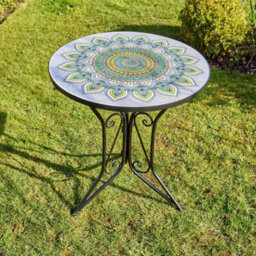 Round Metal Bistro Set Garden Patio Table & 2 Chairs Outdoor Furniture - thumbnail 3
