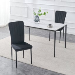 MCC Direct Set Of 2 Black Velvet Effect Dining Chairs Plush Padded Upholstered Accent Chair - Elle By Mcc - thumbnail 2