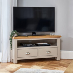 The Furniture Market Cotswold Grey Painted Corner Tv Unit Up To 50 Tv Size - thumbnail 1